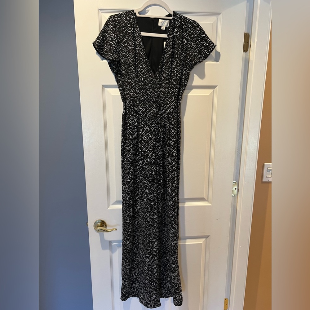 Jun & Ivy Blk and White Polka Dot Junpsuit